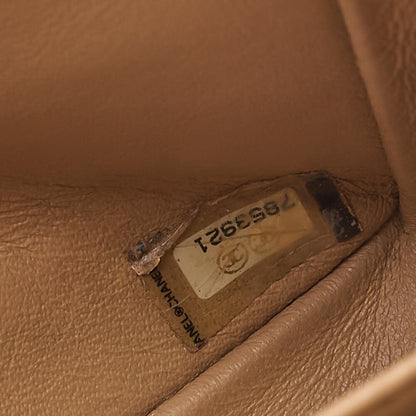 CHANEL Lambskin Matelasse Double Flap 25cm Chain Shoulder Beige Gold-Tone Hardware, Pre-Owned