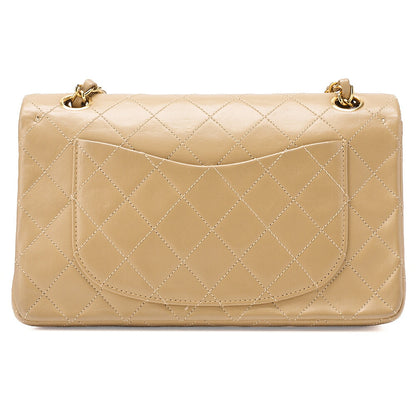 CHANEL Lambskin Matelasse Double Flap 23 Chain Shoulder Beige Gold-Tone Hardware, Pre-Owned