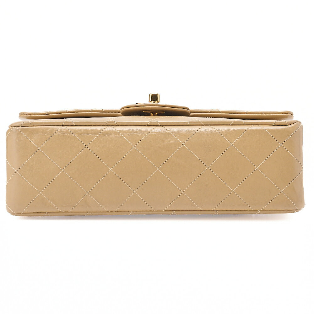 CHANEL Lambskin Matelasse Double Flap 23 Chain Shoulder Beige Gold-Tone Hardware, Pre-Owned