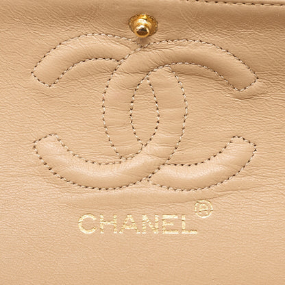 CHANEL Lambskin Matelasse Double Flap 23 Chain Shoulder Beige Gold-Tone Hardware, Pre-Owned