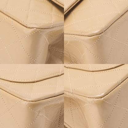 CHANEL Lambskin Matelasse Double Flap 23 Chain Shoulder Beige Gold-Tone Hardware, Pre-Owned