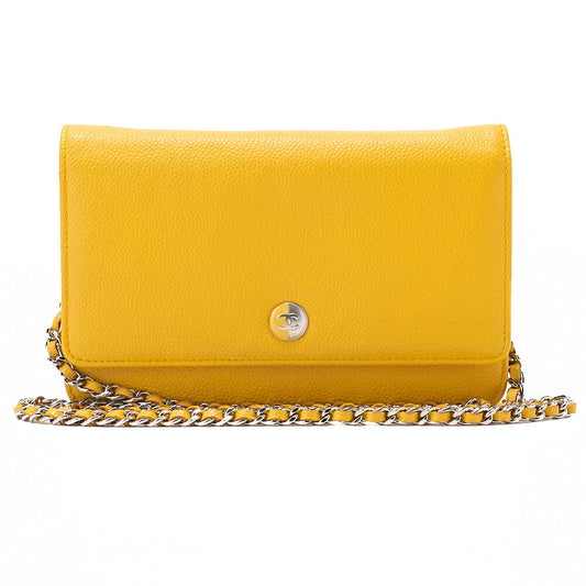 CHANEL Caviar Skin Coco Mark Chain Wallet Silver-Tone Hardware, Pre-Owned