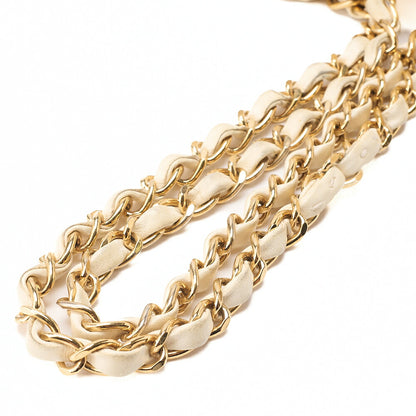 CHANEL Lambskin Matelasse Double Flap 25cm Chain Shoulder White Gold-Tone Hardware, Pre-Owned