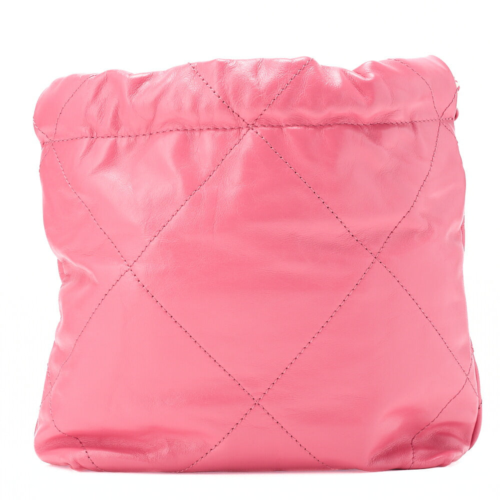 CHANEL Chanel 22 Shiny Calfskin Mini Chain Shoulder Bag Pink Gold-Tone Hardware, Pre-Owned