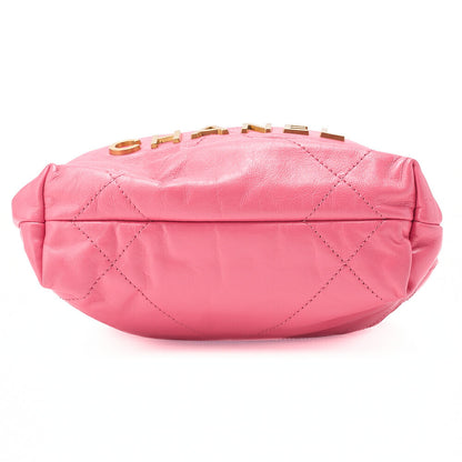 CHANEL Chanel 22 Shiny Calfskin Mini Chain Shoulder Bag Pink Gold-Tone Hardware, Pre-Owned