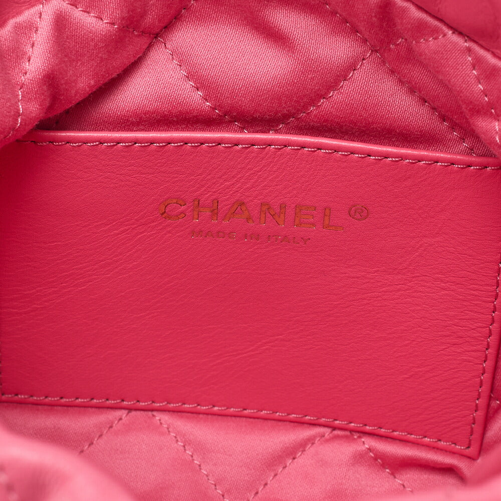 CHANEL Chanel 22 Shiny Calfskin Mini Chain Shoulder Bag Pink Gold-Tone Hardware, Pre-Owned