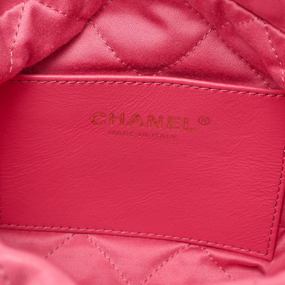CHANEL Chanel 22 Shiny Calfskin Mini Chain Shoulder Bag Pink Gold-Tone Hardware, Pre-Owned