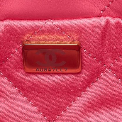 CHANEL Chanel 22 Shiny Calfskin Mini Chain Shoulder Bag Pink Gold-Tone Hardware, Pre-Owned