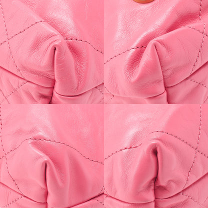CHANEL Chanel 22 Shiny Calfskin Mini Chain Shoulder Bag Pink Gold-Tone Hardware, Pre-Owned