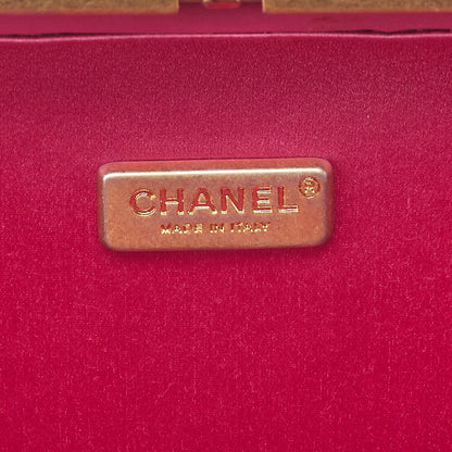 CHANEL Lambskin Choco Bar Kiss Clasp Chain Shoulder Pink Gold-Tone Hardware, Pre-Owned