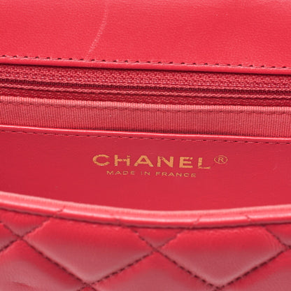 CHANEL Lambskin Minimat Matelasse Coco Mark Pendant Included Chain Shoulder Red Gold-Tone Hardware, Pre-Owned
