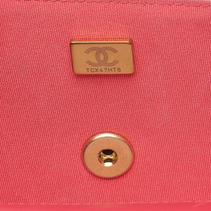 CHANEL Lambskin Minimat Matelasse Coco Mark Pendant Included Chain Shoulder Red Gold-Tone Hardware, Pre-Owned