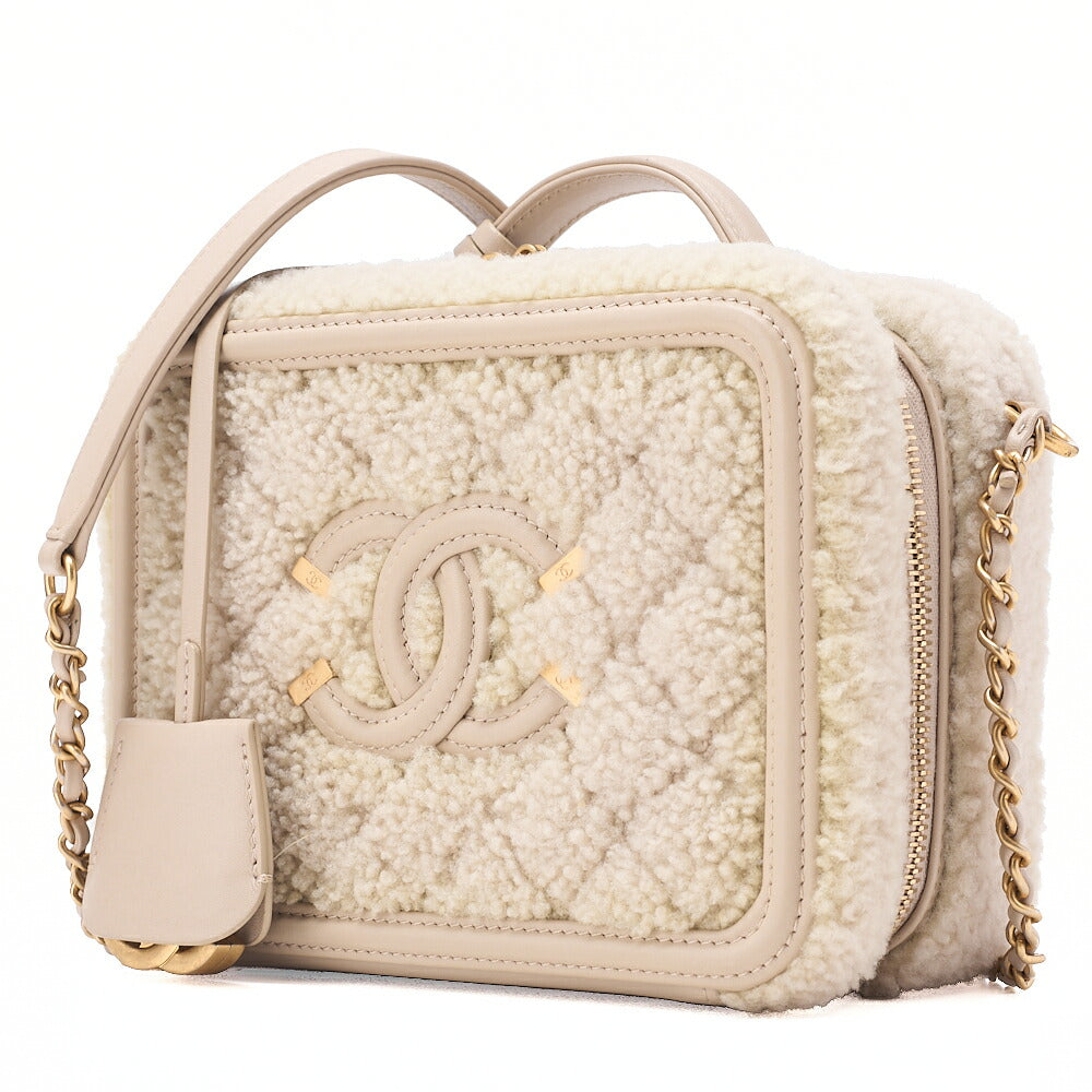 CHANEL Lambskin X Boa Matelasse CC Filigree Coco Mark 2-Way Chain Shoulder Sand Beige Gold-Tone Hardware, Pre-Owned