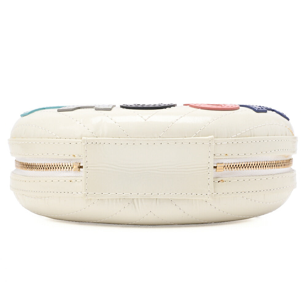 CHANEL Leather V-Stitch La Pauza With Frenzy Long Oval Chain Shoulder White Gold-Tone Hardware, Pre-Owned