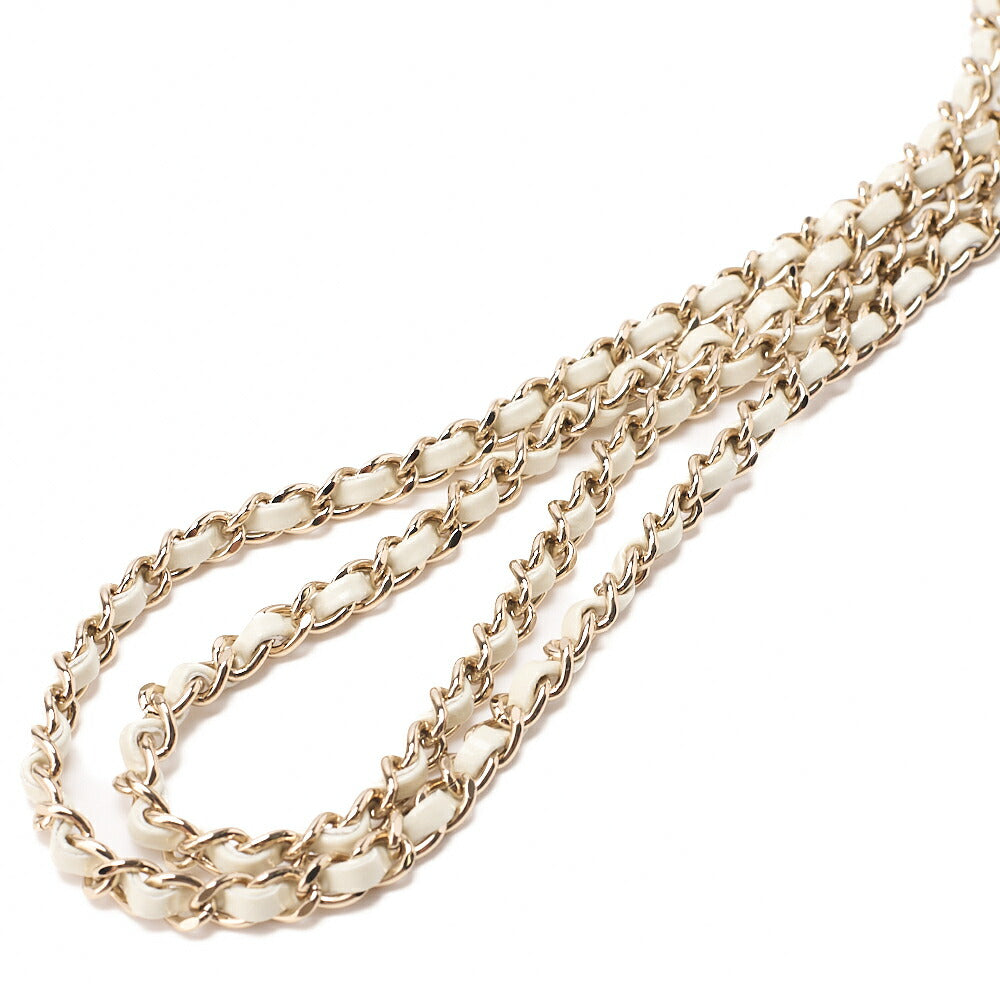CHANEL Leather V-Stitch La Pauza With Frenzy Long Oval Chain Shoulder White Gold-Tone Hardware, Pre-Owned