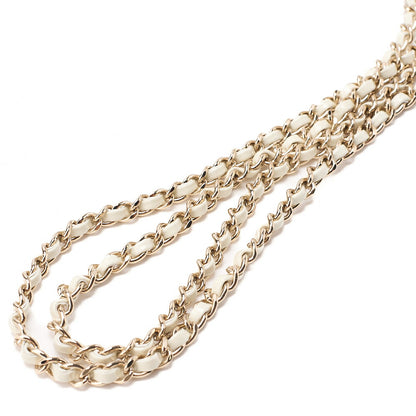 CHANEL Leather V-Stitch La Pauza With Frenzy Long Oval Chain Shoulder White Gold-Tone Hardware, Pre-Owned