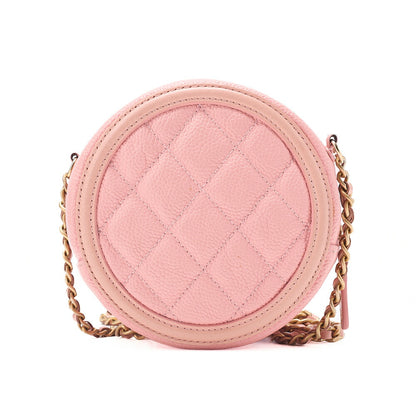CHANEL Caviar Skin Matelasse CC Filigree Chain Shoulder Pink Gold-Tone Hardware, Pre-Owned