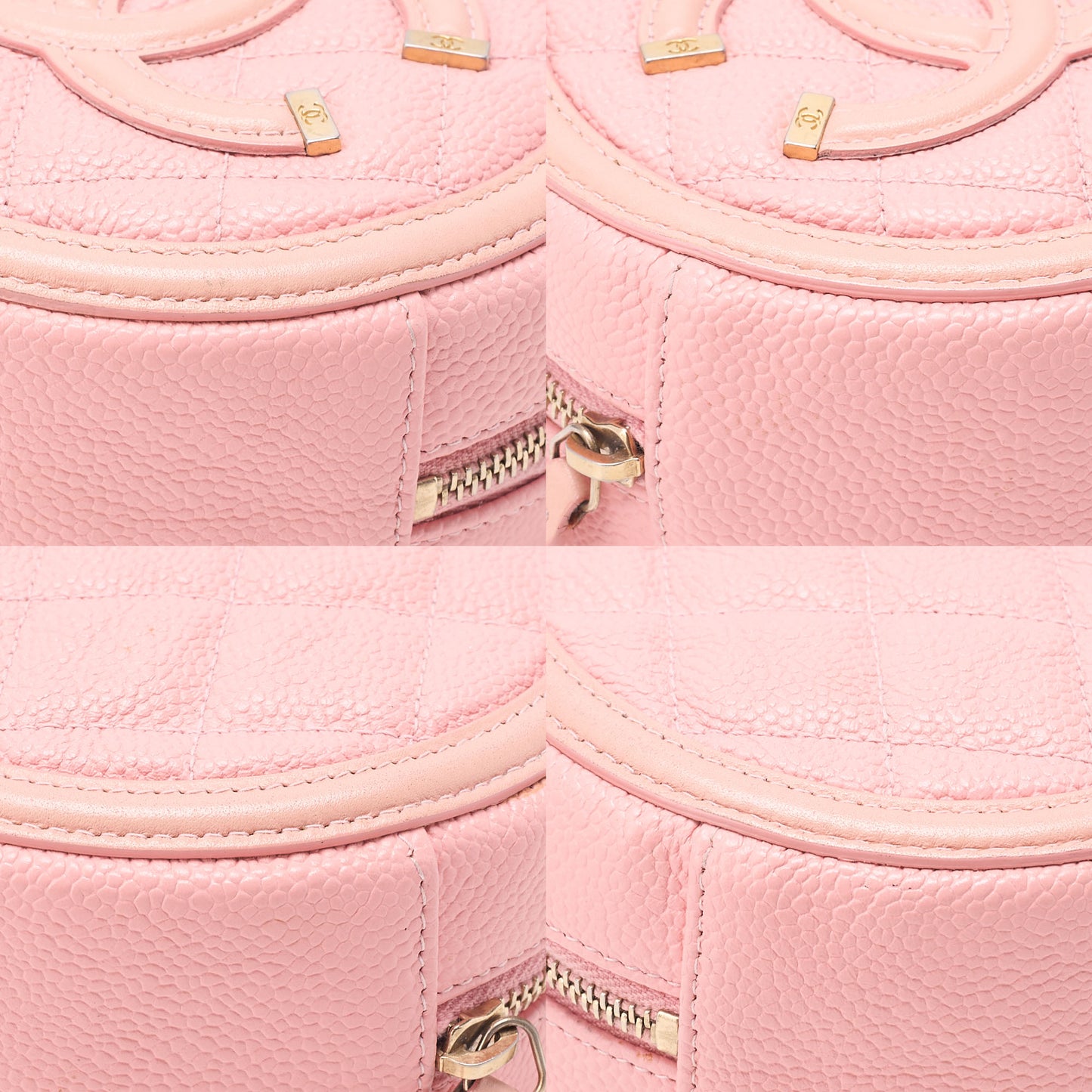 CHANEL Caviar Skin Matelasse CC Filigree Chain Shoulder Pink Gold-Tone Hardware, Pre-Owned