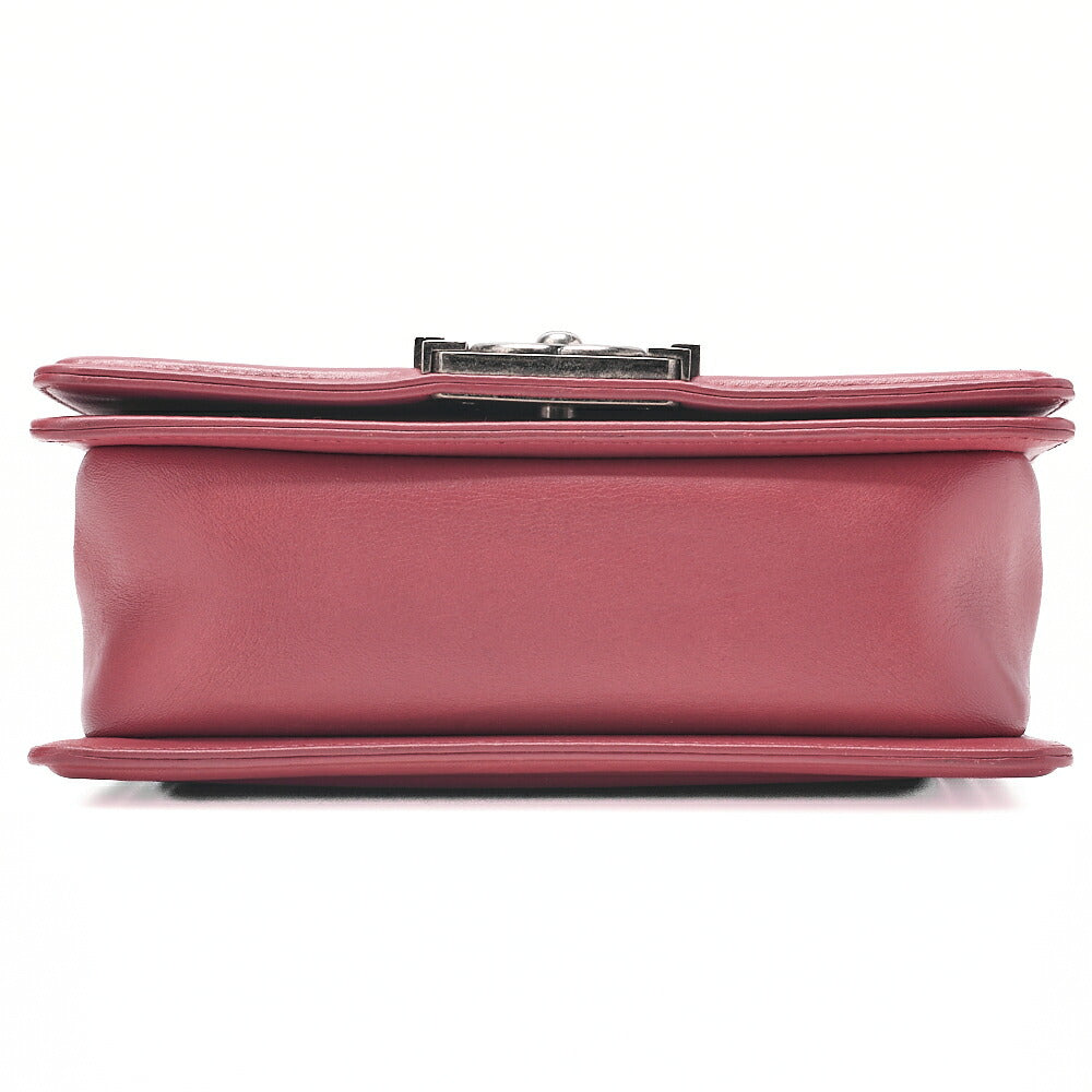 CHANEL Lambskin Matelasse Boy Chanel 20 Chain Shoulder Red Silver-Tone Hardware, Pre-Owned