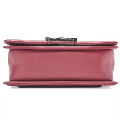 CHANEL Lambskin Matelasse Boy Chanel 20 Chain Shoulder Red Silver-Tone Hardware, Pre-Owned