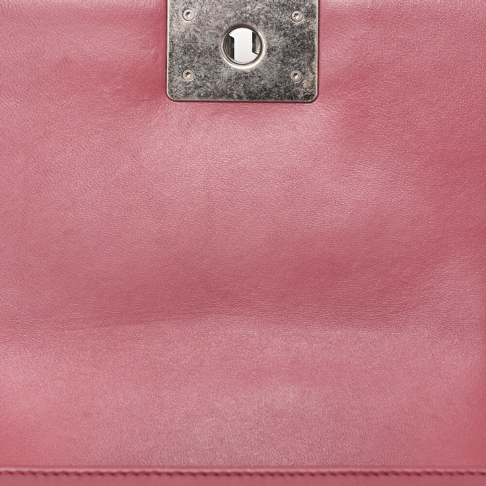 CHANEL Lambskin Matelasse Boy Chanel 20 Chain Shoulder Red Silver-Tone Hardware, Pre-Owned