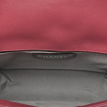 CHANEL Lambskin Matelasse Boy Chanel 20 Chain Shoulder Red Silver-Tone Hardware, Pre-Owned
