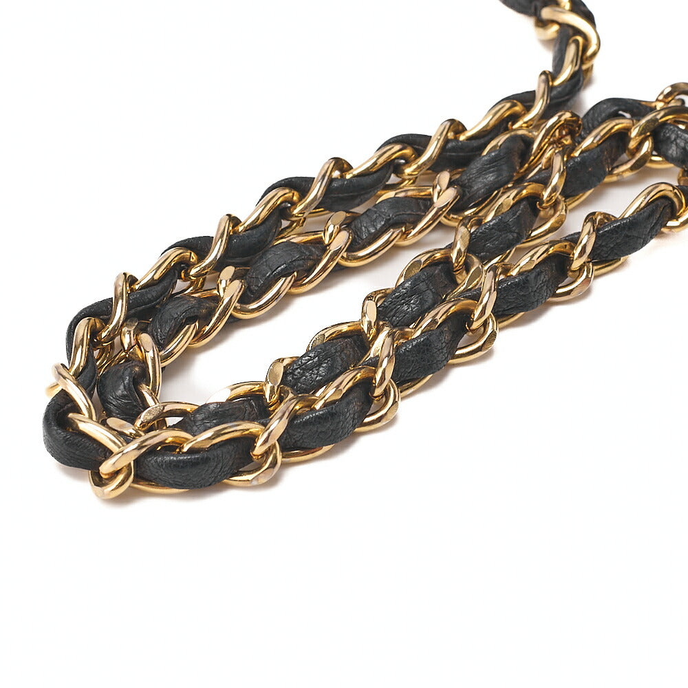 CHANEL Lambskin Matelasse Full Flap 23cm Push Lock Chain Shoulder Black Gold-Tone Hardware, Pre-Owned