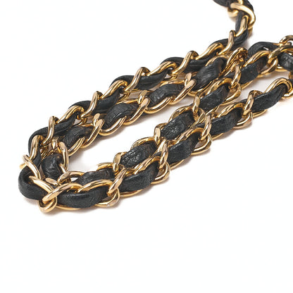 CHANEL Lambskin Matelasse Full Flap 23cm Push Lock Chain Shoulder Black Gold-Tone Hardware, Pre-Owned
