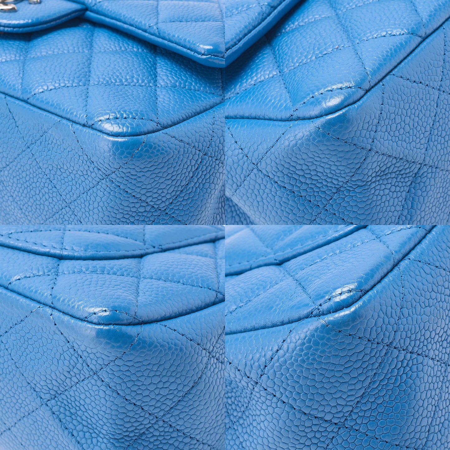CHANEL Mini Matelasse 20 Chain Shoulder Caviar Skin Blue Silver-Tone Hardware, Pre-Owned