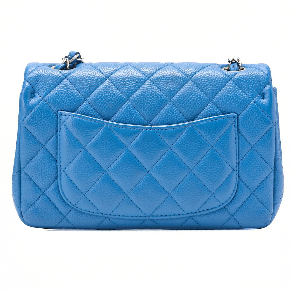 CHANEL Mini Matelasse 20 Chain Shoulder Caviar Skin Blue Silver-Tone Hardware, Pre-Owned