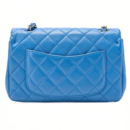 CHANEL Mini Matelasse 20 Chain Shoulder Caviar Skin Blue Silver-Tone Hardware, Pre-Owned