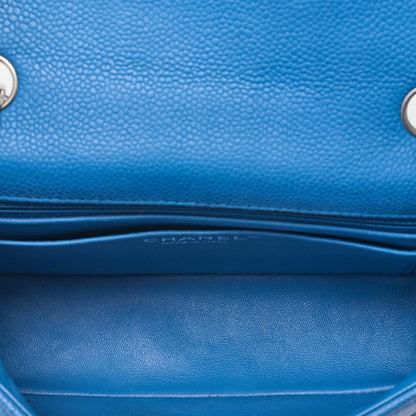 CHANEL Mini Matelasse 20 Chain Shoulder Caviar Skin Blue Silver-Tone Hardware, Pre-Owned
