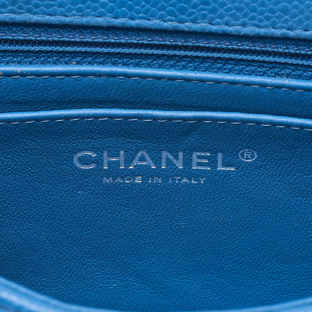 CHANEL Mini Matelasse 20 Chain Shoulder Caviar Skin Blue Silver-Tone Hardware, Pre-Owned