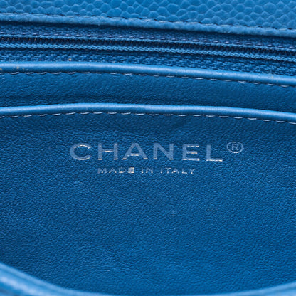 CHANEL Mini Matelasse 20 Chain Shoulder Caviar Skin Blue Silver-Tone Hardware, Pre-Owned