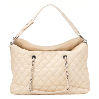 CHANEL Matelasse 2WAY Shoulder Bag Caviar Skin Ivory Silver-Tone Hardware, Pre-Owned