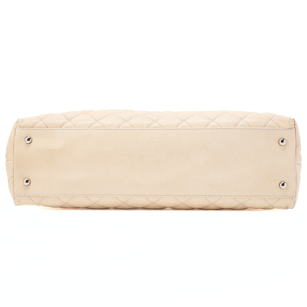 CHANEL Matelasse 2WAY Shoulder Bag Caviar Skin Ivory Silver-Tone Hardware, Pre-Owned