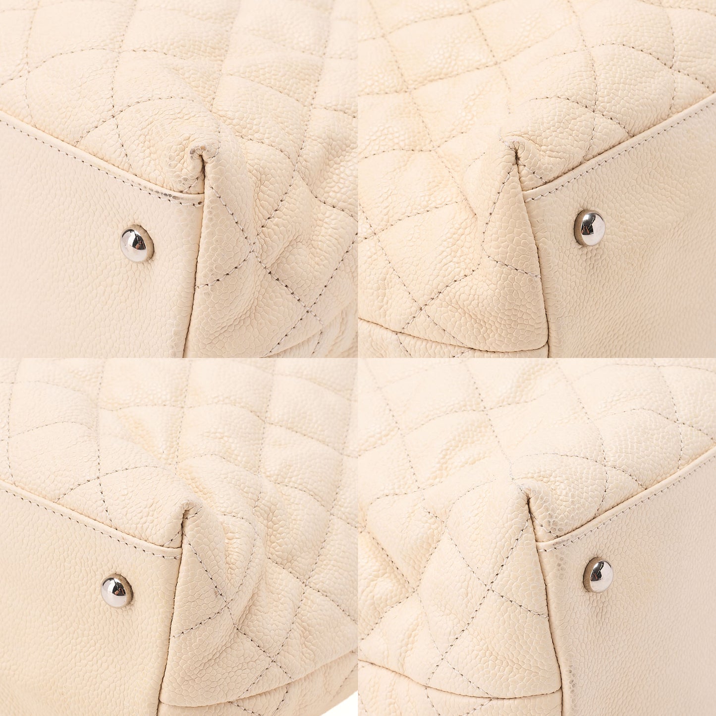 CHANEL Matelasse 2WAY Shoulder Bag Caviar Skin Ivory Silver-Tone Hardware, Pre-Owned