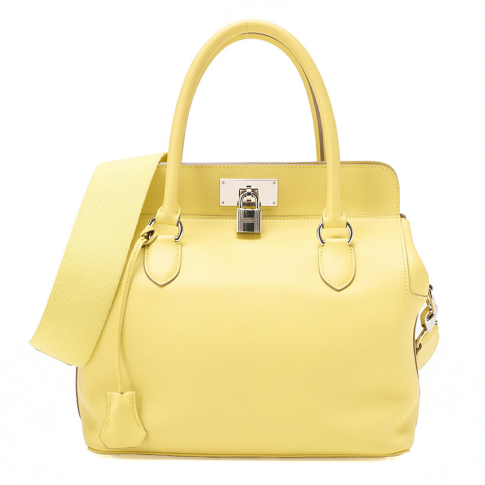 Hermes Hermes Toolbox 26 Swift Lime 2-way Handbag Silver-Tone Hardware, Pre-Owned