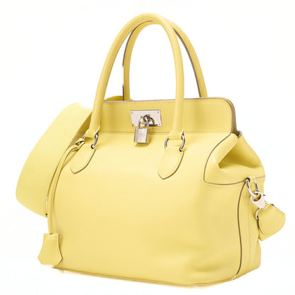 Hermes Hermes Toolbox 26 Swift Lime 2-way Handbag Silver-Tone Hardware, Pre-Owned
