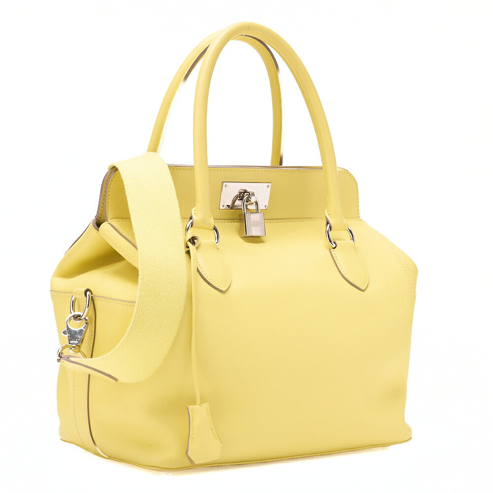 Hermes Hermes Toolbox 26 Swift Lime 2-way Handbag Silver-Tone Hardware, Pre-Owned