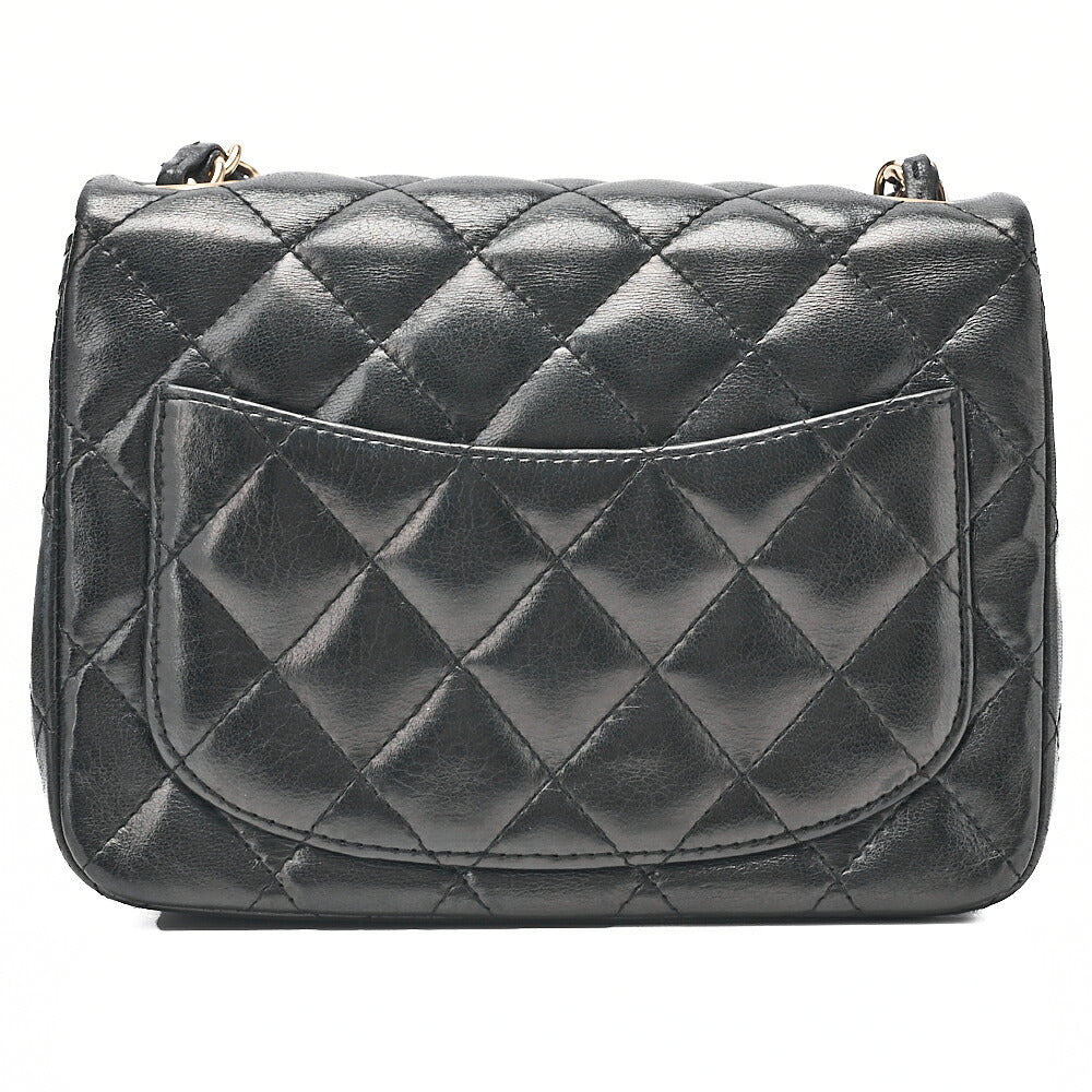 CHANEL Mini Matlesse 17cm Chain Shoulder Bag Lambskin Black Gold-Tone Hardware, Pre-Owned