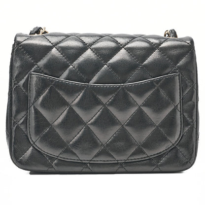 CHANEL Mini Matlesse 17cm Chain Shoulder Bag Lambskin Black Gold-Tone Hardware, Pre-Owned