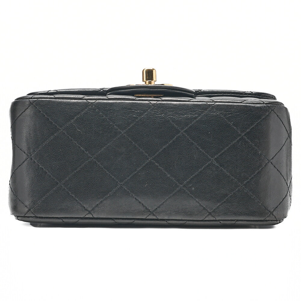 CHANEL Mini Matlesse 17cm Chain Shoulder Bag Lambskin Black Gold-Tone Hardware, Pre-Owned