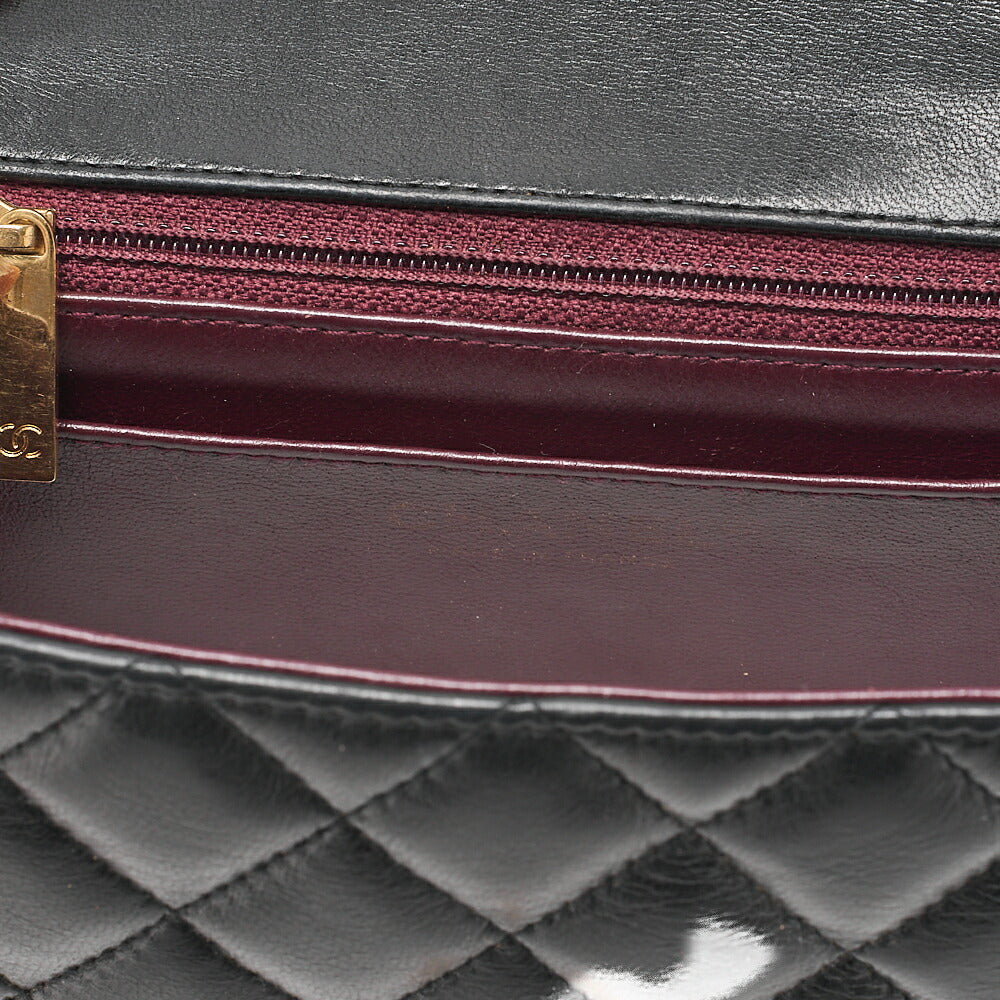 CHANEL Mini Matlesse 17cm Chain Shoulder Bag Lambskin Black Gold-Tone Hardware, Pre-Owned