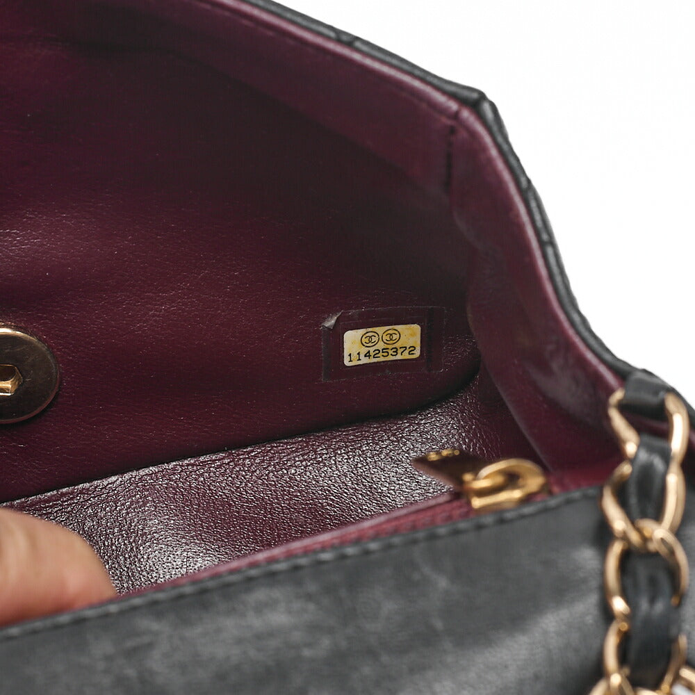 CHANEL Mini Matlesse 17cm Chain Shoulder Bag Lambskin Black Gold-Tone Hardware, Pre-Owned