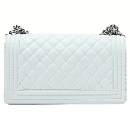 CHANEL Lambskin Boy Chanel Chain Shoulder Gray Silver-Tone Hardware, Pre-Owned