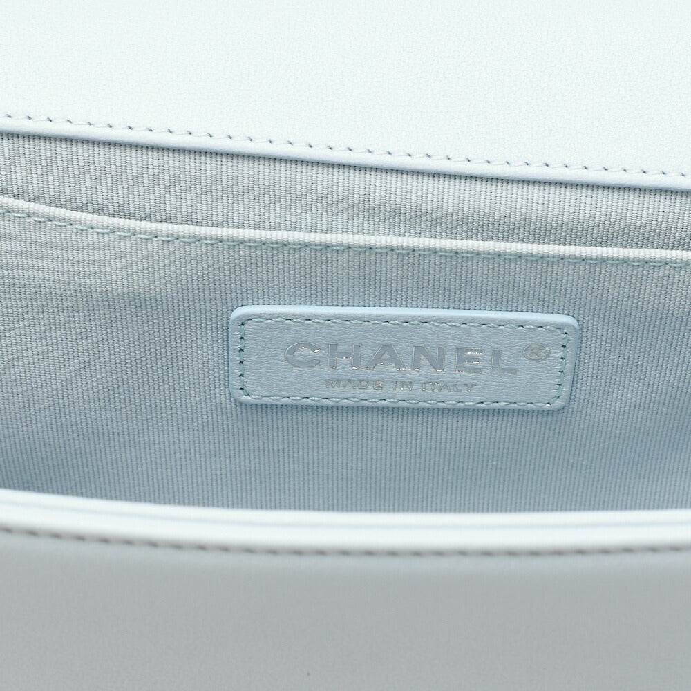 CHANEL Lambskin Boy Chanel Chain Shoulder Gray Silver-Tone Hardware, Pre-Owned