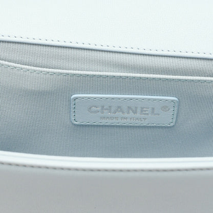 CHANEL Lambskin Boy Chanel Chain Shoulder Gray Silver-Tone Hardware, Pre-Owned