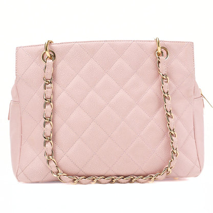 CHANEL Tote Bag Matelasse Caviar Skin Pink Double Chain Shoulder PTT Gold-Tone Hardware, Pre-Owned