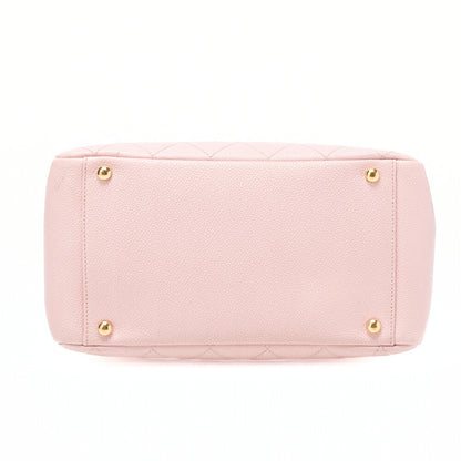 CHANEL Tote Bag Matelasse Caviar Skin Pink Double Chain Shoulder PTT Gold-Tone Hardware, Pre-Owned